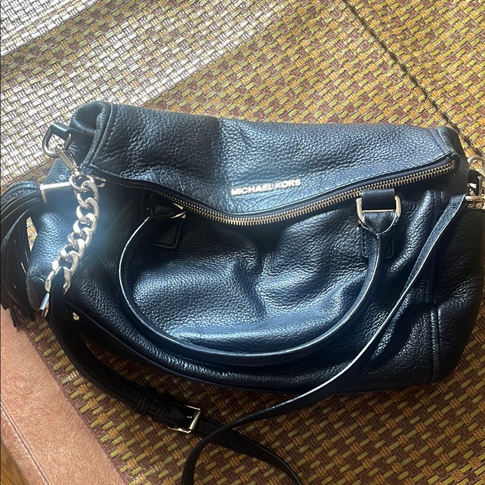 Michael Kors Black Shoulder Bag with Textured Finish